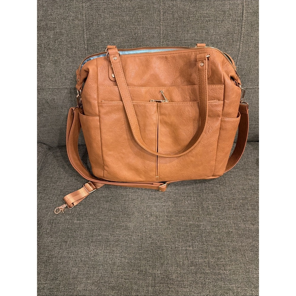 Mominside Convertible‎ Diaper Bag Backpack Brown Vegan Leather Cooler Pockets